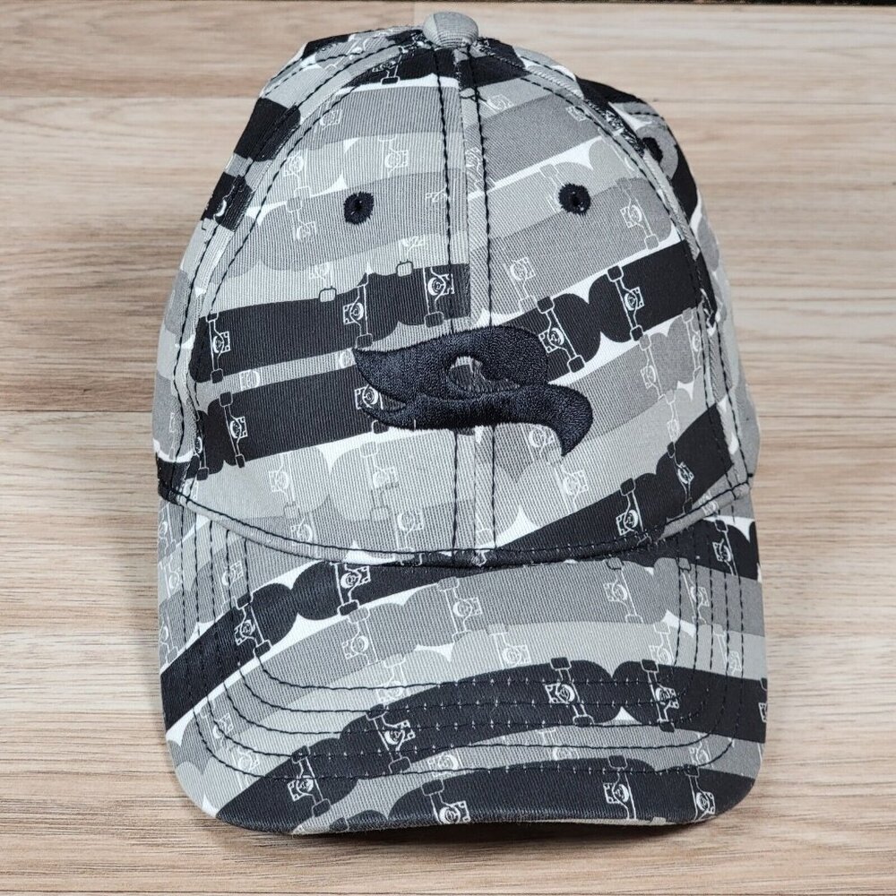 Tony Hawk Hat Cap Gray Black All Over Print Stretch Fit Embroidered Skater